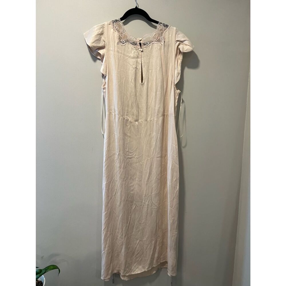 Free People Tied With Joy Midi Dress Neutral Lace-Trim Camisole size XL - Picture 11 of 11